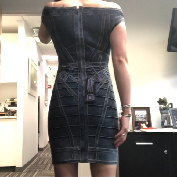 NWOT Herve Leger denim dress - Picture 5 of 5